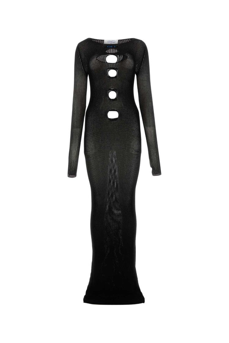 Off-White Black Mesh Long Dress