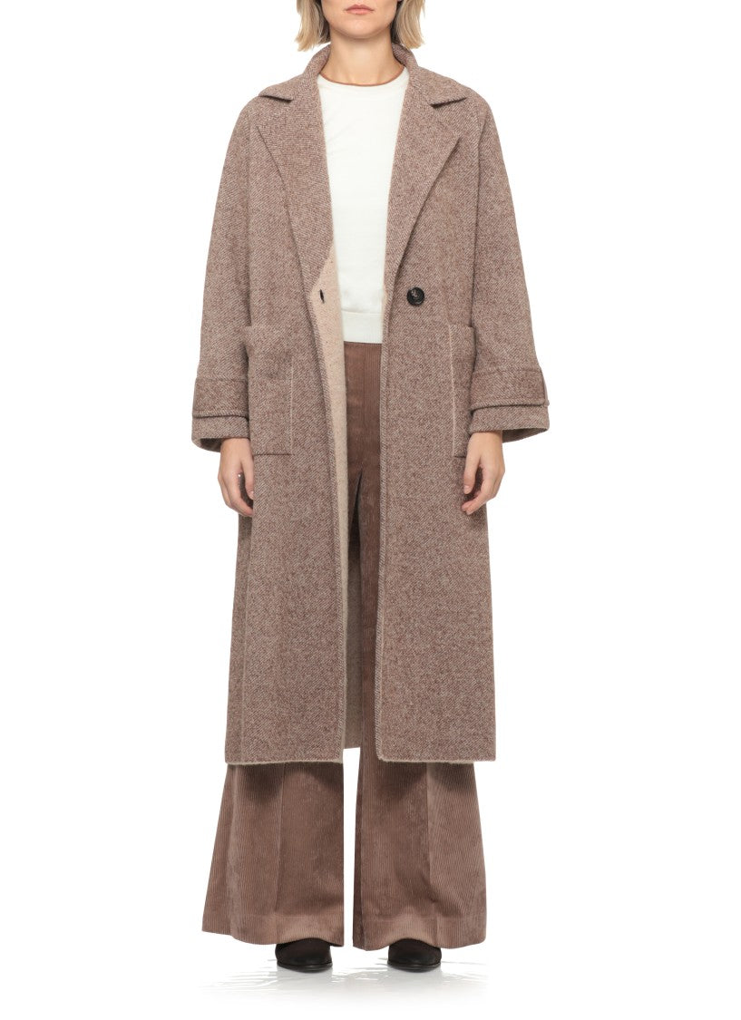 D. Exterior Brown Wool-Blend Coat