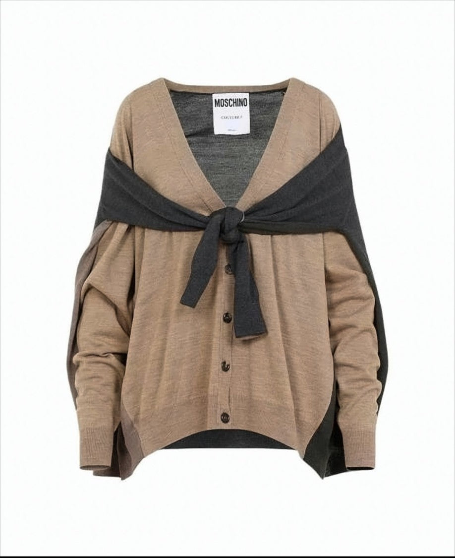 Moschino Relaxed Fit Modal Cardigan With Layered Design