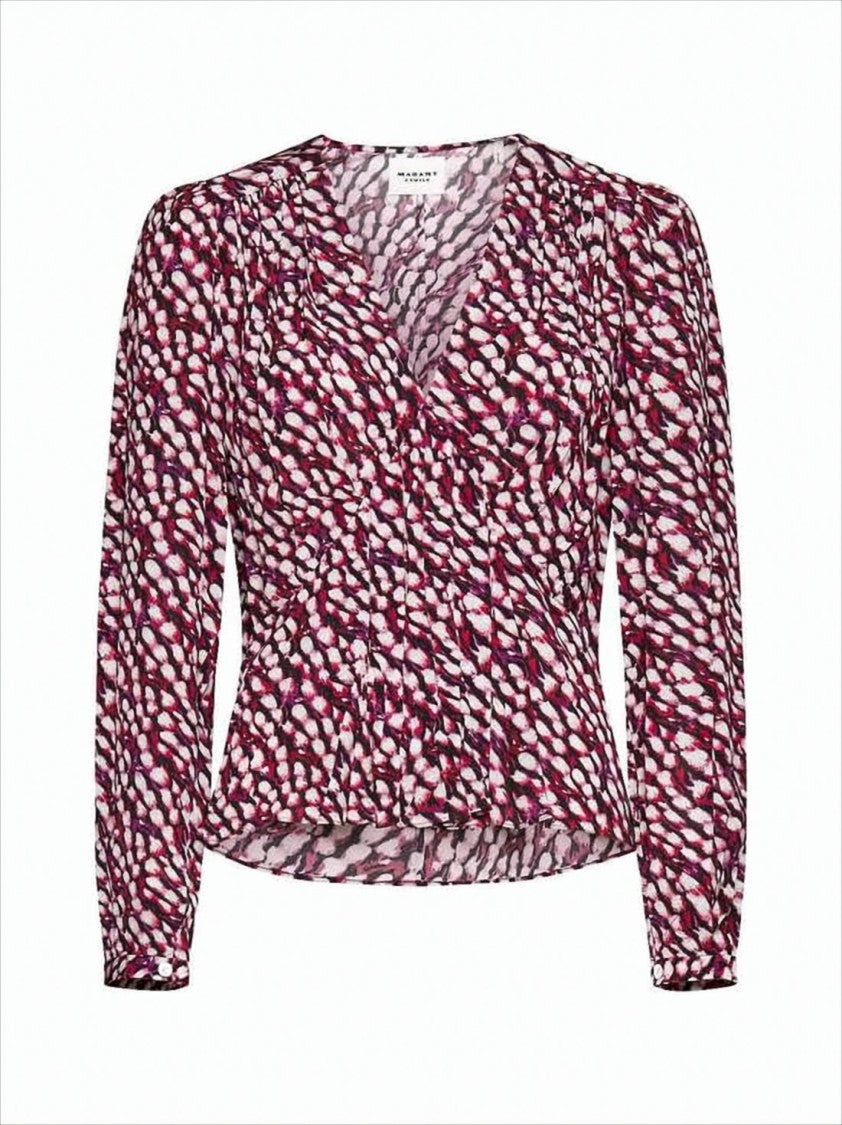 Isabel Marant Abstract Burgundy Blouse With Fitted Waist