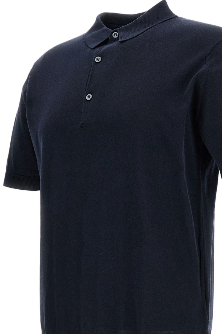 John Smedley Blue Cotton Short-Sleeve Polo Shirt