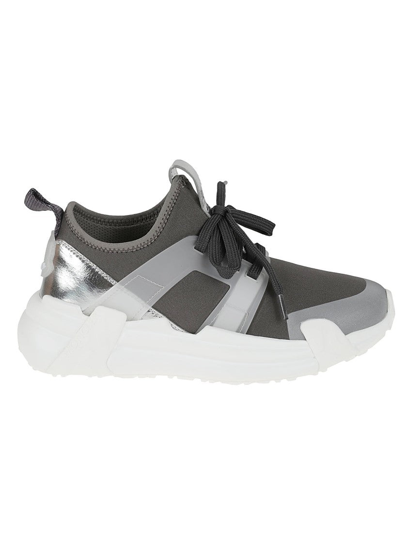 Moncler Dark Grey Sneakers With Metallic Silver Accent