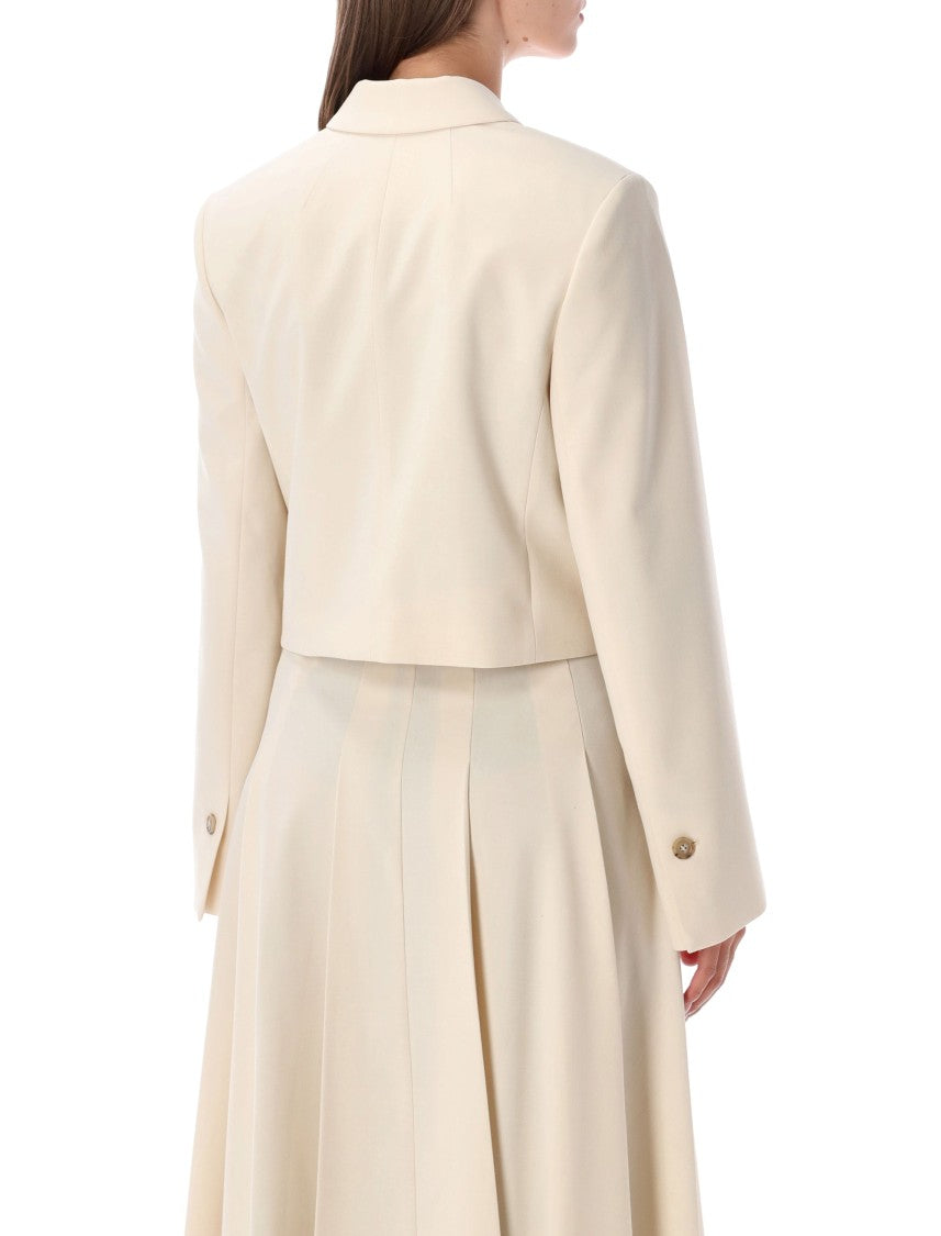 By Malene Birger Cropped Tailored Jacket With Notched Lapel And Buttoned Cuffs