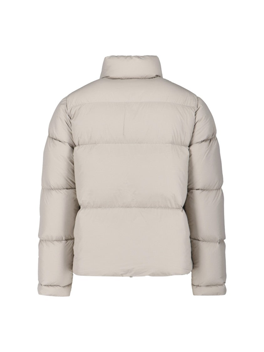 K-Way Beige Minimalist Jacket With Front Zipper Closure