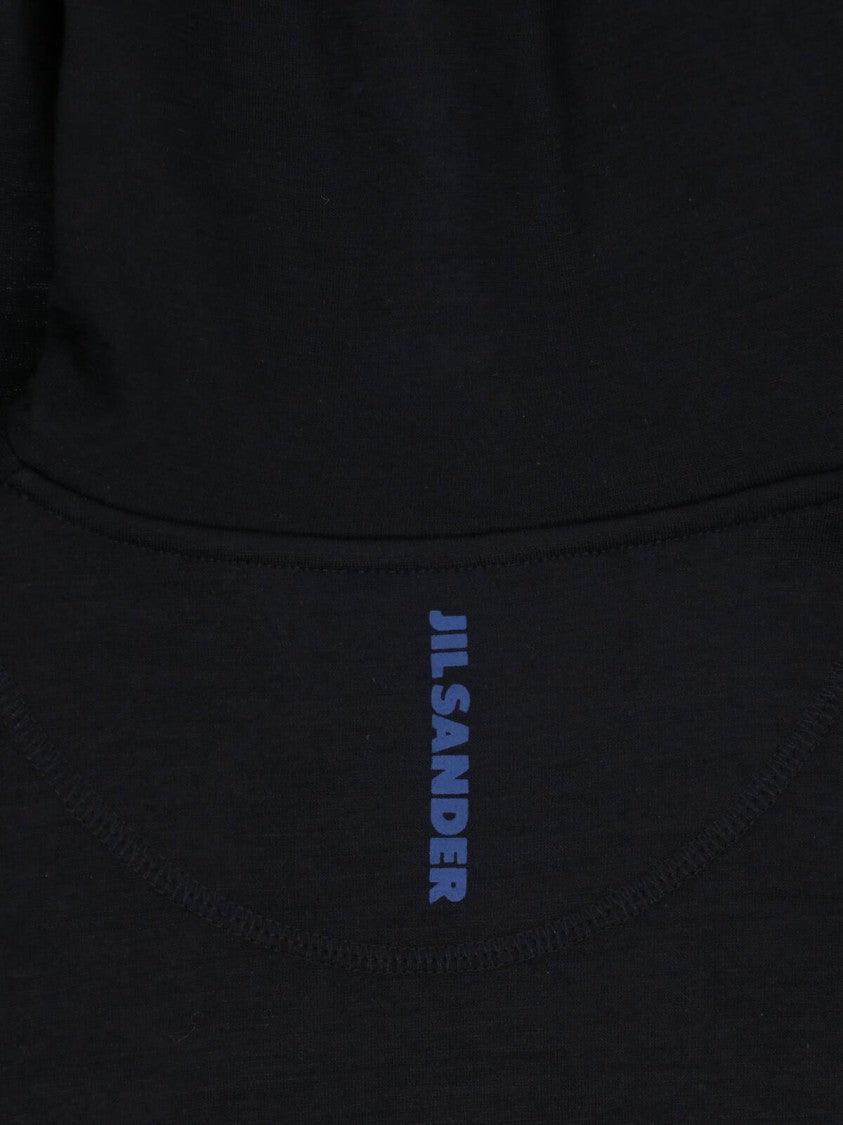 Jil Sander Black Virgin Wool-Blend Half-Zip Turtleneck