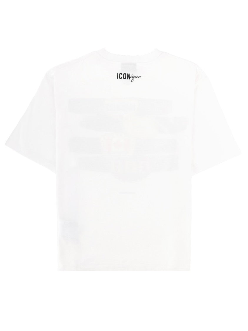 Dsquared2 White Belt Graphic Loose T-Shirt