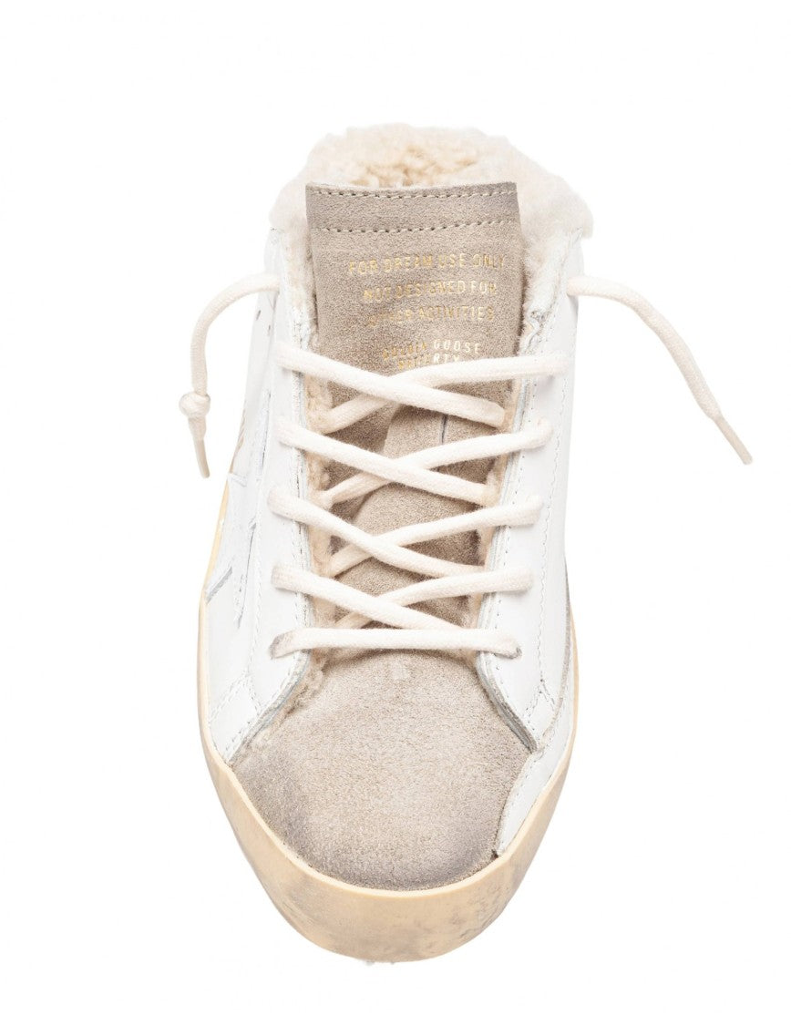 Golden Goose Sneakers Super Star Leather Sabot White And Taupe