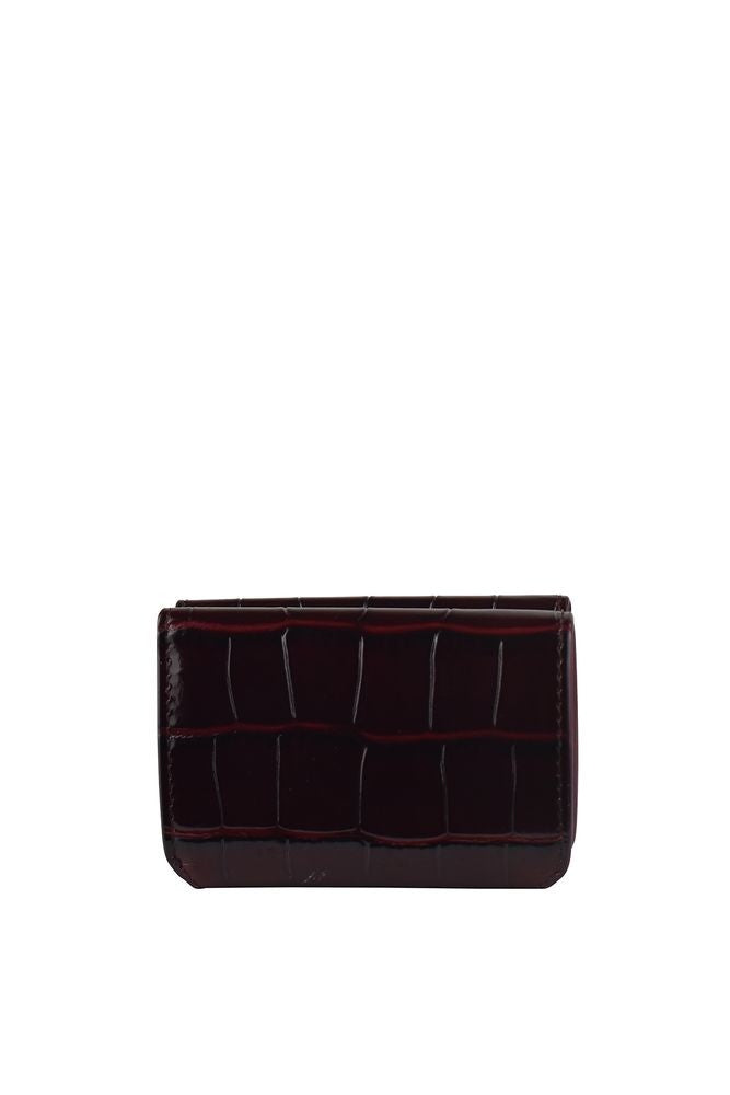 Balenciaga Compact Burgundy Crocodile-Effect Leather Wallet