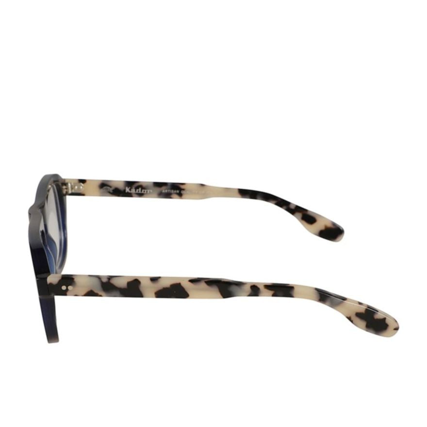 Kador Bravo Rectangular Deep Navy Blue Eyeglasses With Tortoiseshell Temples