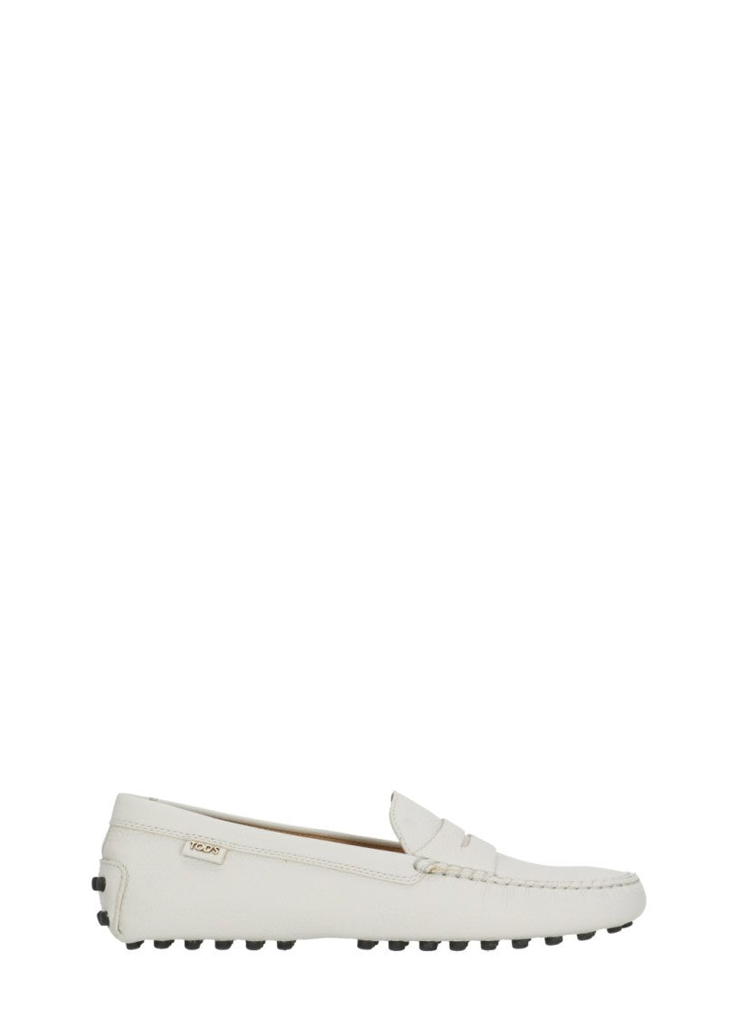 Tod's Ivory Side Metal Logo Loafers