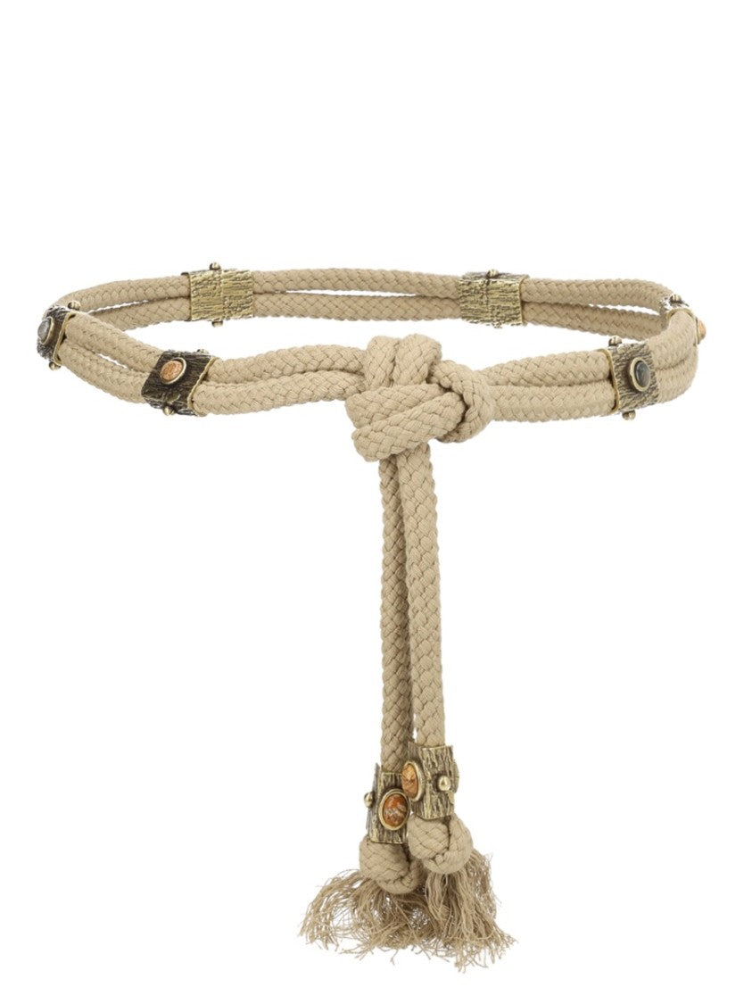 Isabel Marant Neutrals Aleea Braided Central Knot Cotton Belt