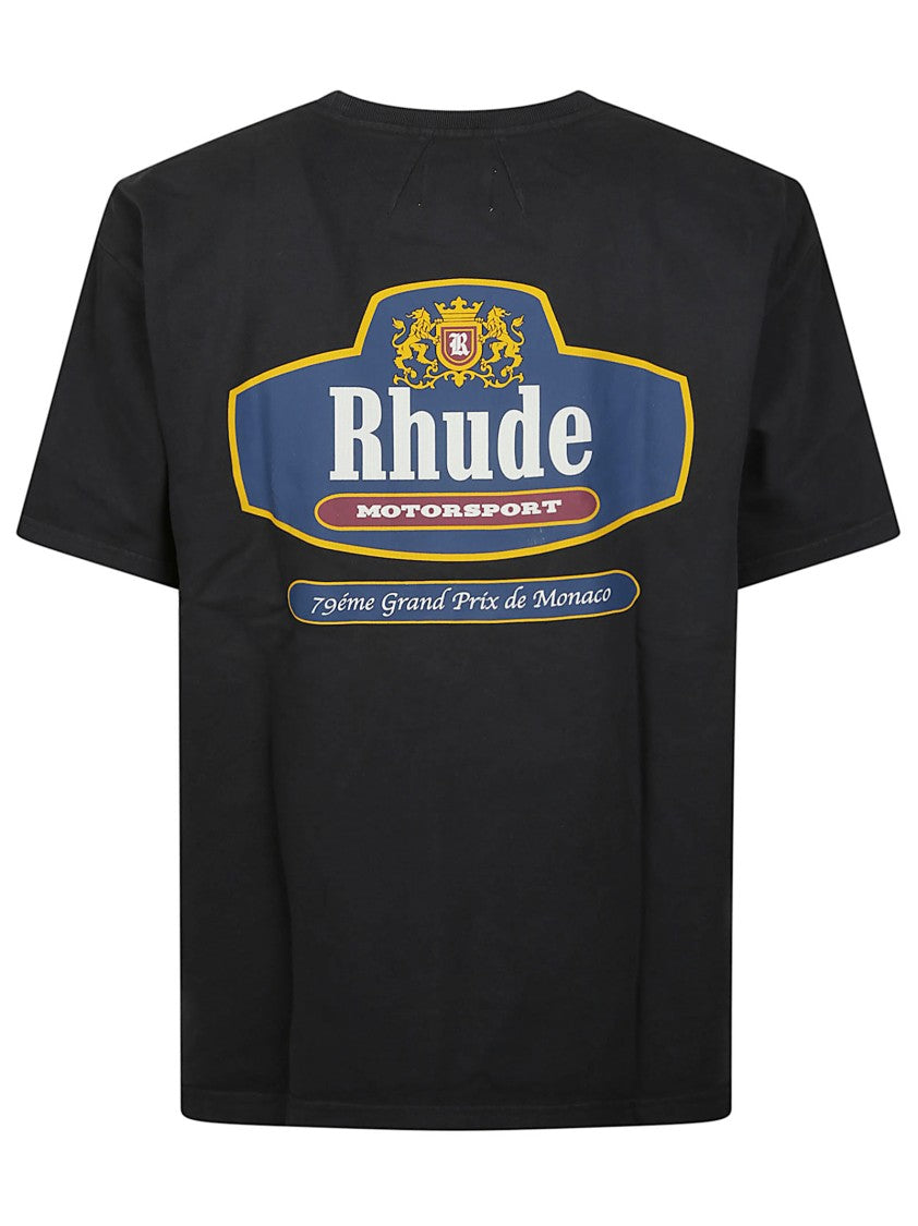 Rhude Black Racing Crest Cotton T-Shirt