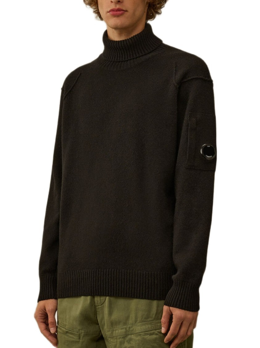 C.P. Company Lambswool Turtleneck With Ribbed Detailing And Lens Pocket