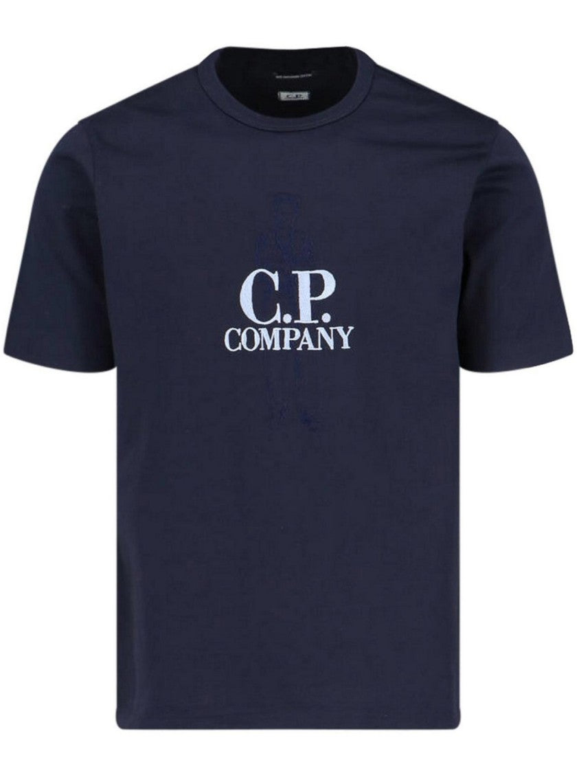 C.P. Company Short-Sleeved Blue T-Shirt With Logo Print