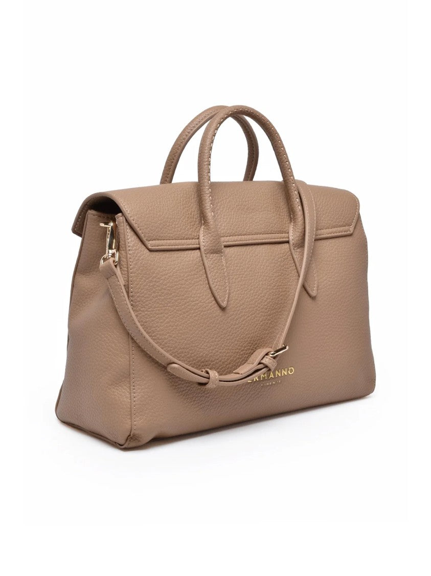 Ermanno Firenze Structured Handbag With Magnetic Snap Closure And Detachable Strap