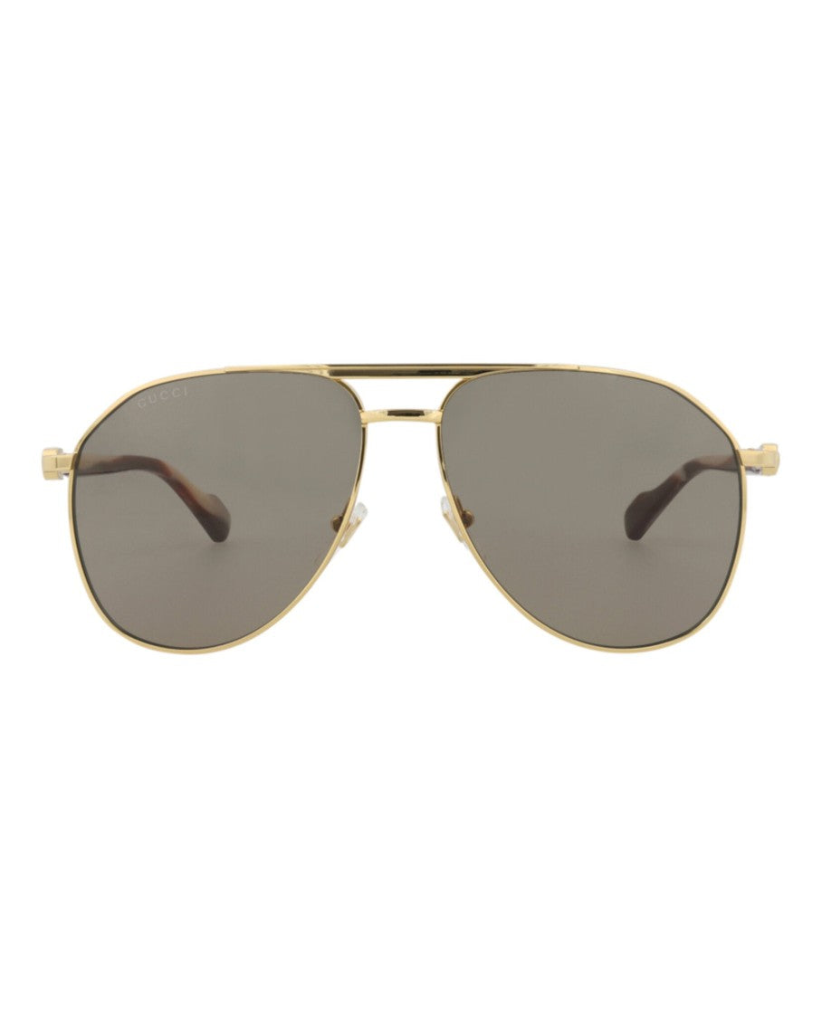 Gucci Aviator-Frame Metal Sunglasses With Gold Finish