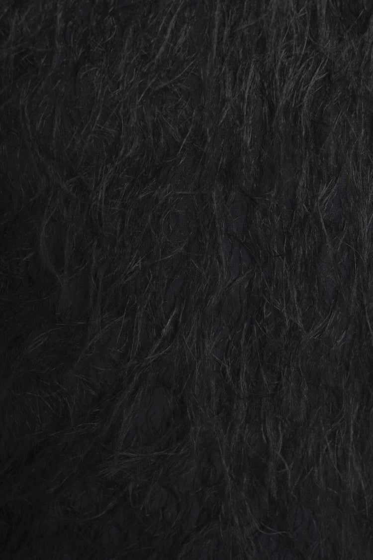 Ottod'ame Mini Dress With Faux Fur Texture And Keyhole Detail