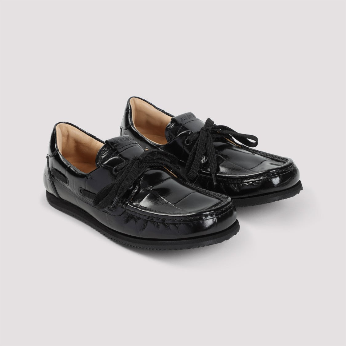 Jacquemus Glossy Black Leather Moccasin Loafers