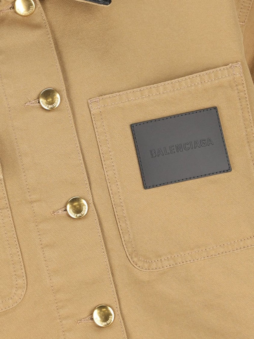 Balenciaga Structured Cropped Jacket With Leather Collar
