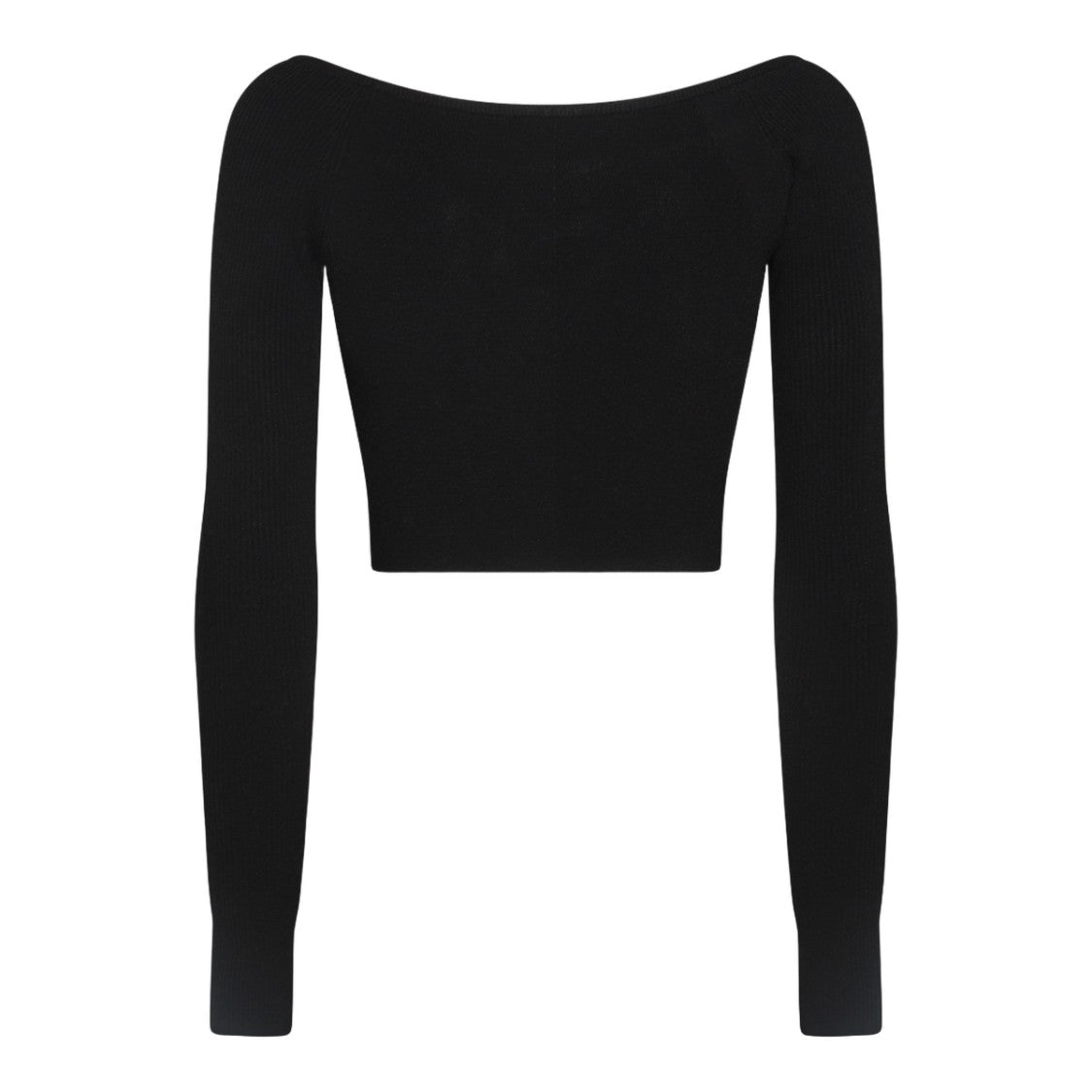 Diesel Cropped Black Sweater With Ribbed Texture