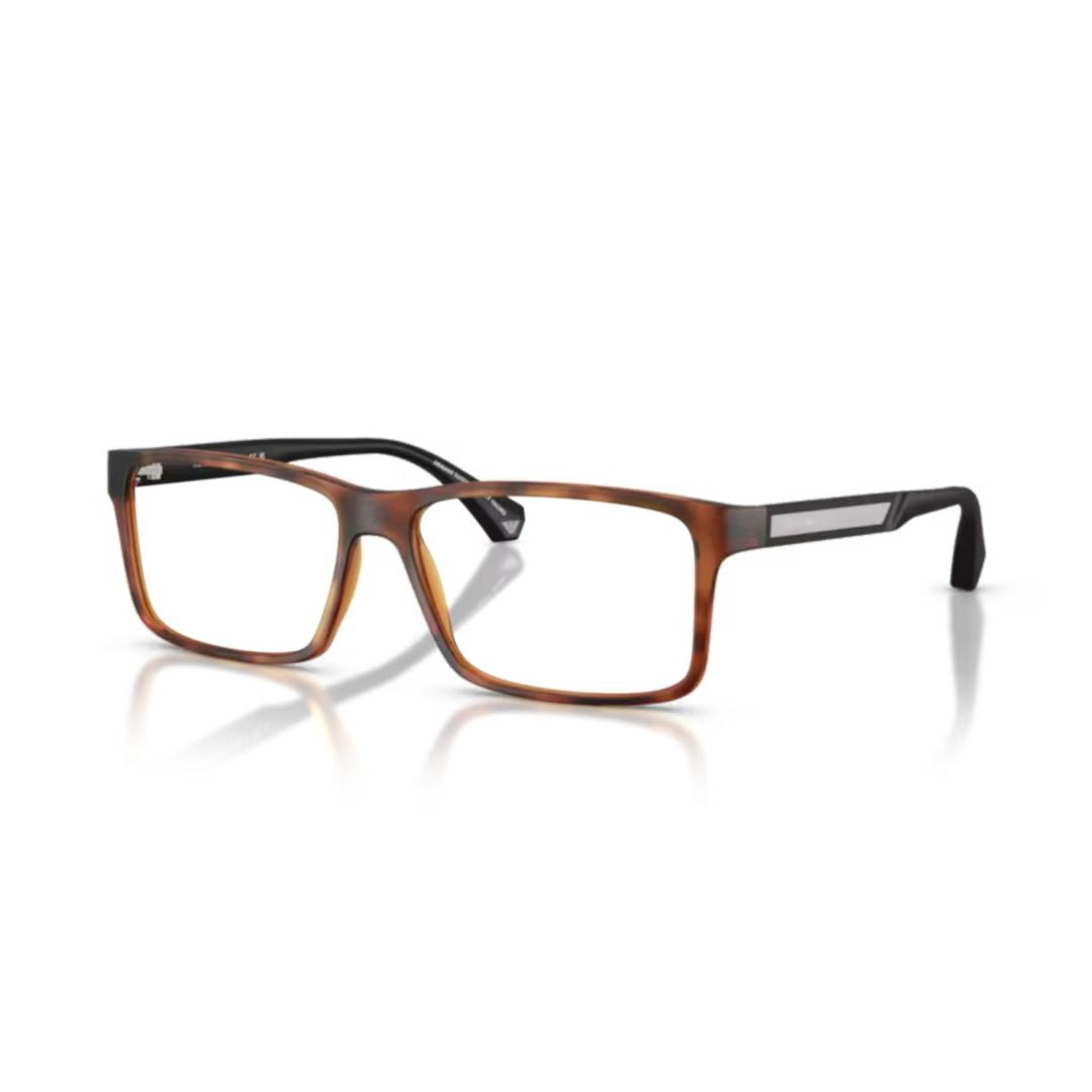 Emporio Armani 0Ea3038 Rectangular Tortoiseshell Eyeglasses With Sleek Temples