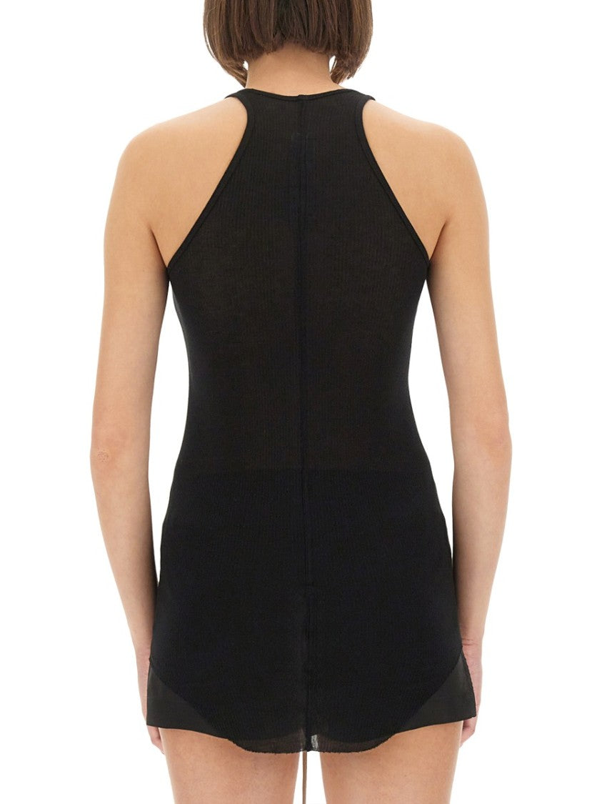 Rick Owens Ribbed Racerback Tank Top In Fabric Blend