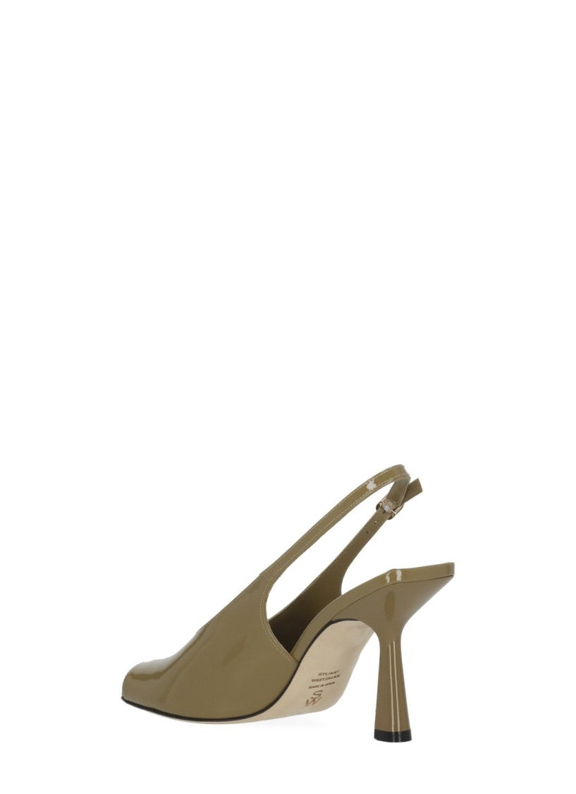 Stuart Weitzman Green Val 85 Polished Leather Slingback
