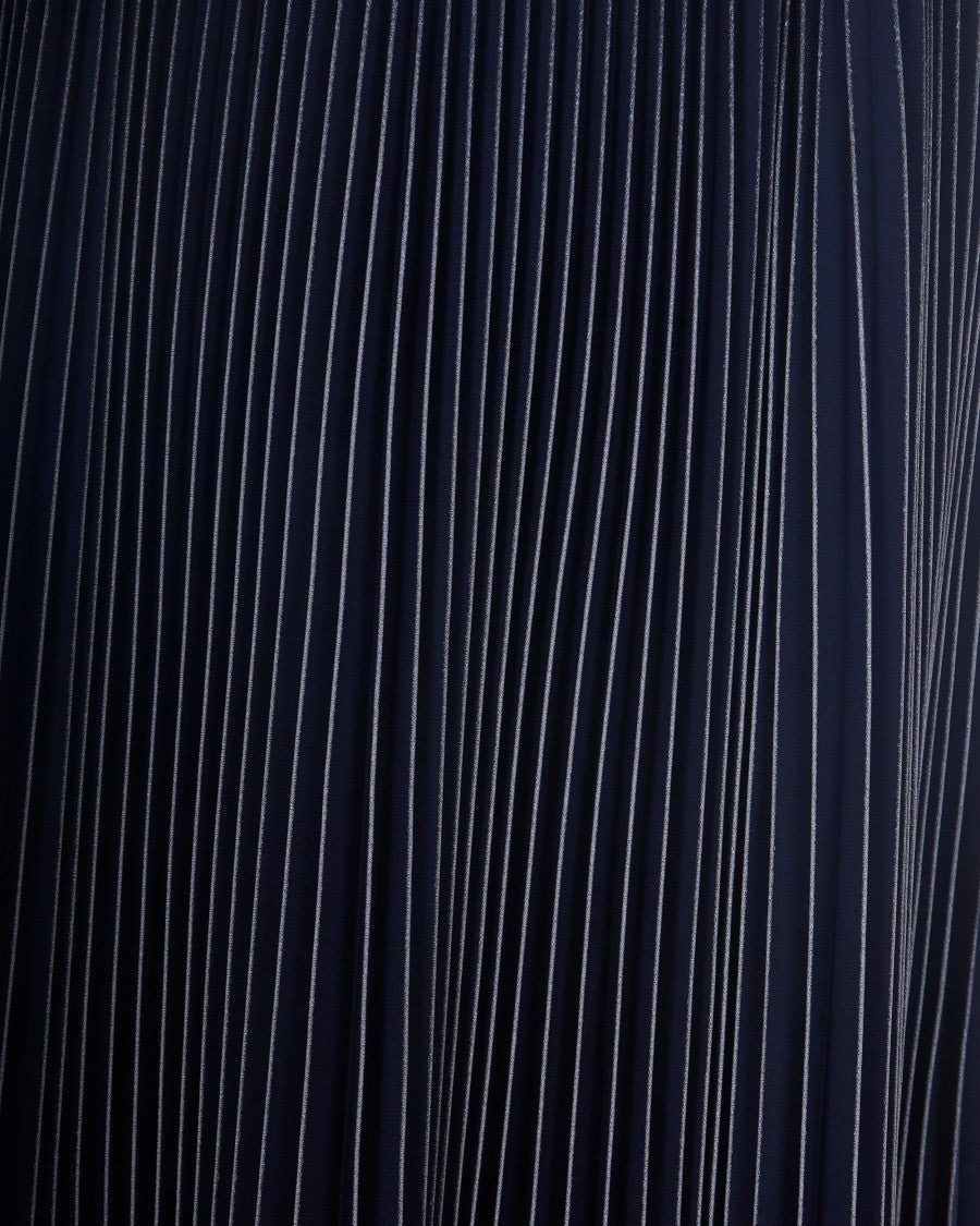 Fabiana Filippi Midnight Blue Printed Pleated Maxi Skirt