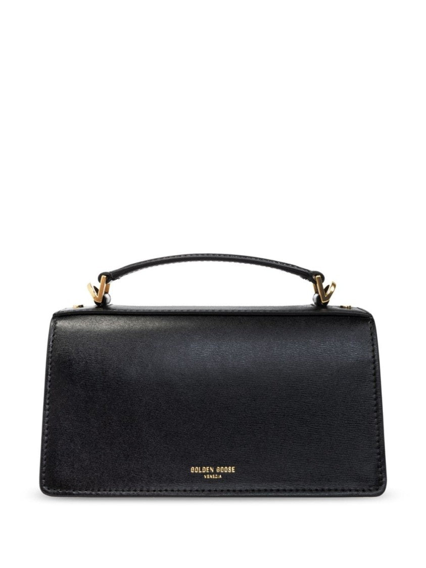 Golden Goose Structured Black Handbag With Gold Clasp