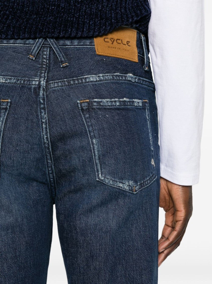 Cycle Indigo Five-Pocket Straight-Leg Jeans