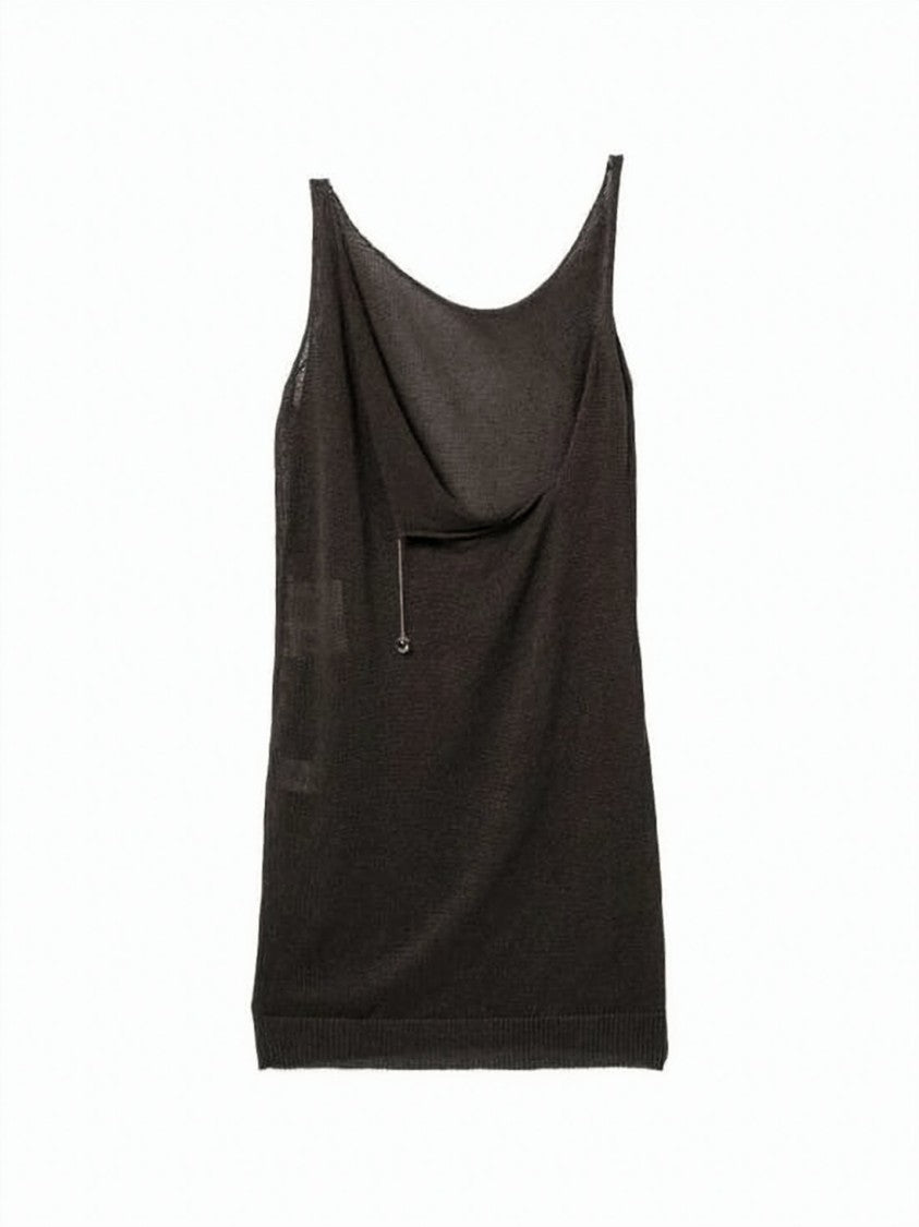Paloma Wool Asymmetrical Black Sleeveless Top With Draped Neckline