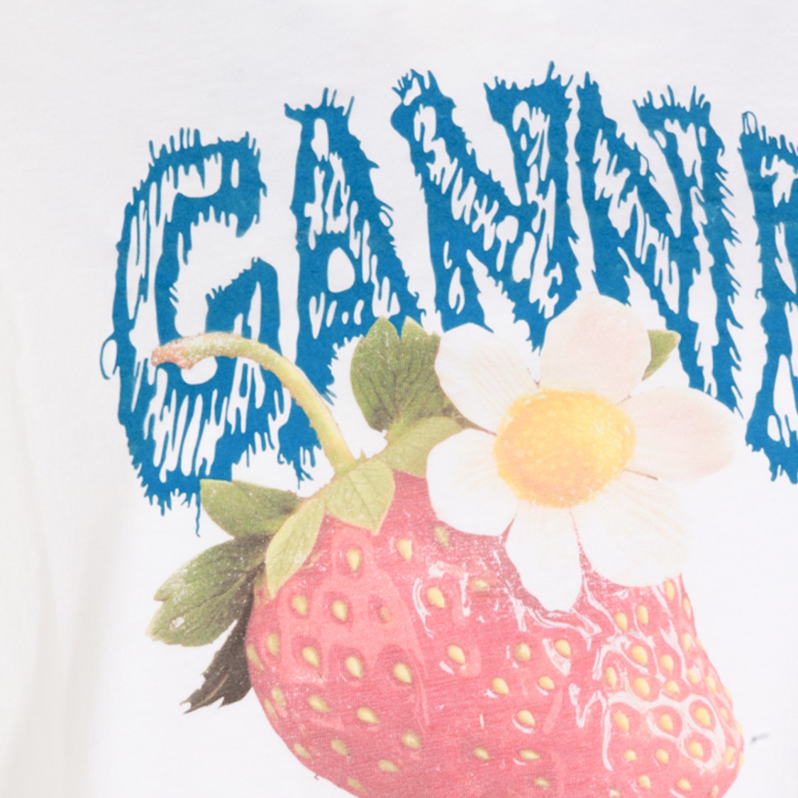 Ganni White Cotton Sweatshirt With Colorful Print Accents