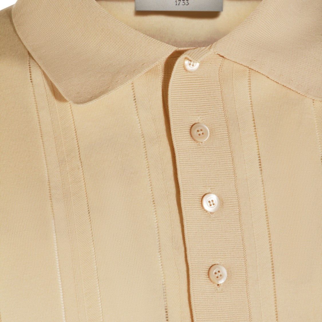 Piacenza Cashmere Cream Polo Shirt With Button Placket And Ribbed Detailing