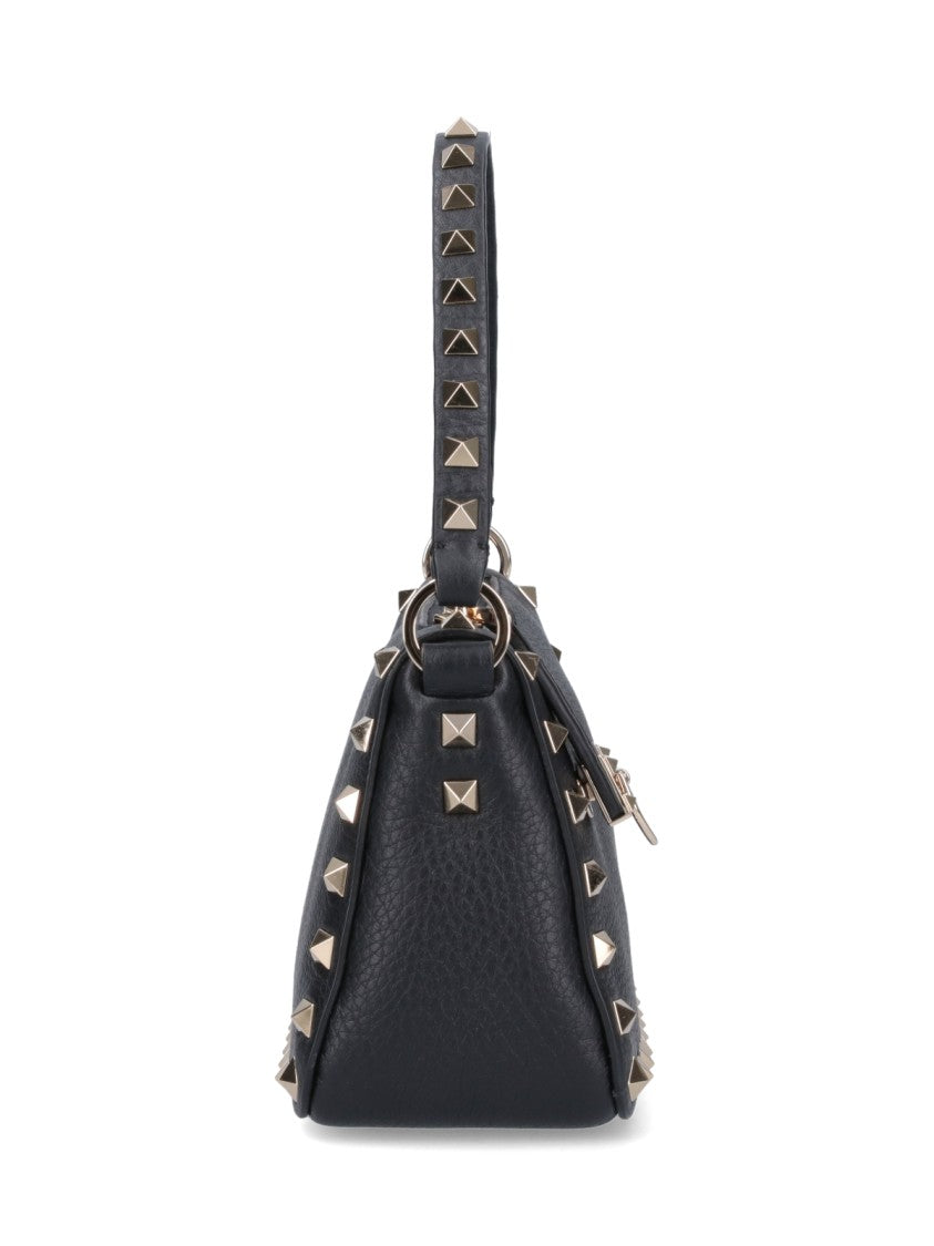 Valentino Garavani Black Rockstud Small Textured Leather Bag