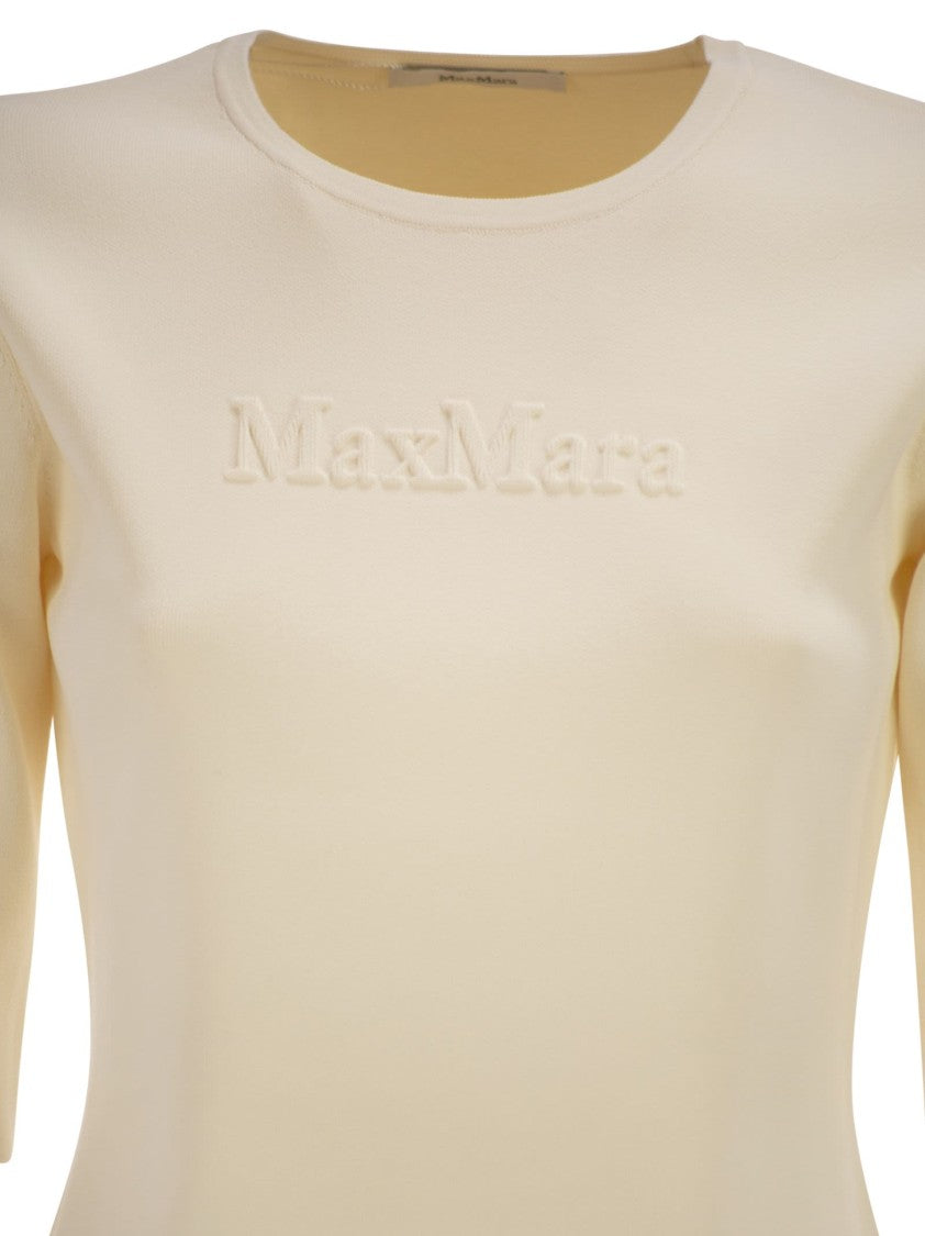 Max Mara Mxpaustero - Short-Sleeved Top With Embroidered Logo