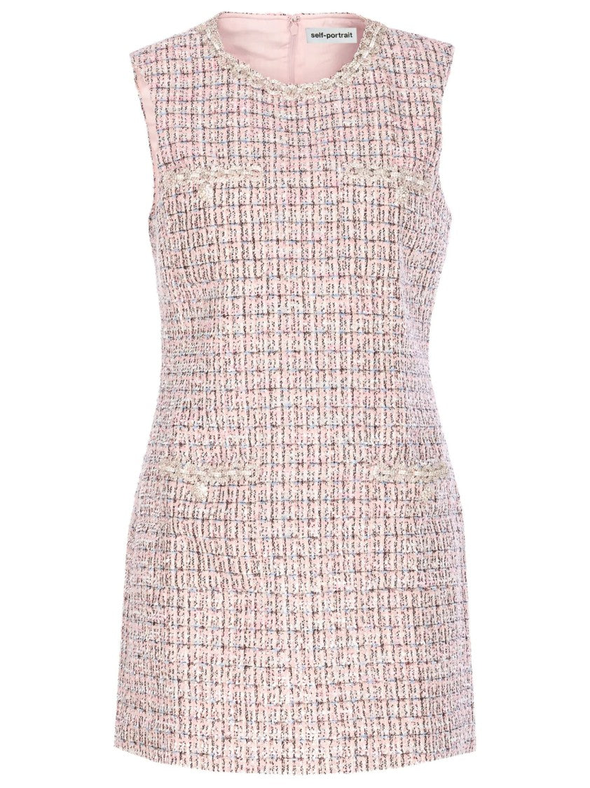 Self-Portrait Textured Sleeveless Dress With Fitted Silhouette