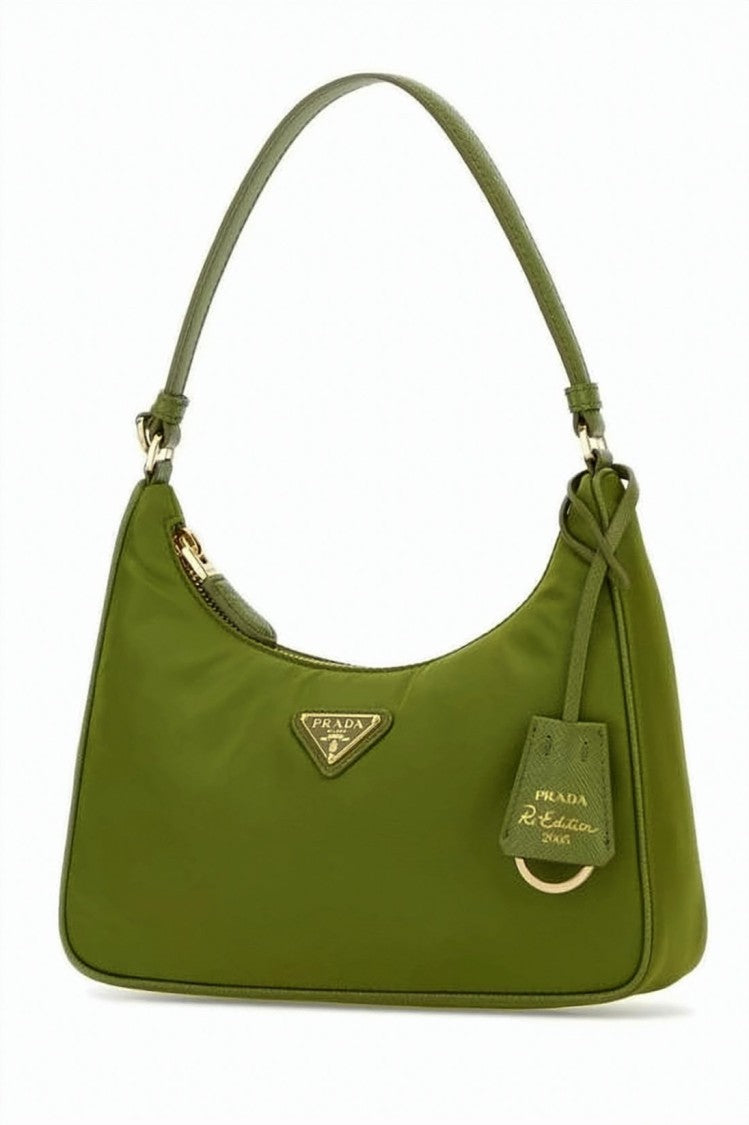Prada Structured Green Polyamide Shoulder Bag