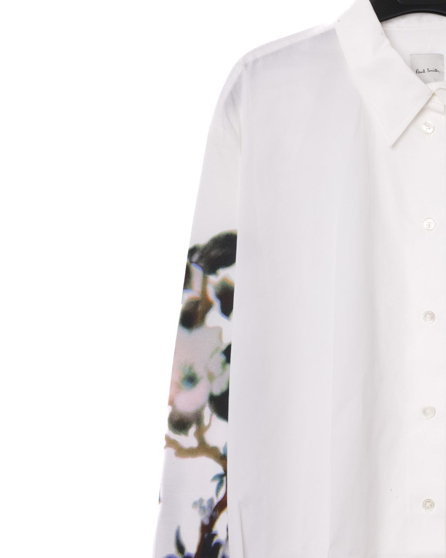 Paul Smith Classic White Shirt With Floral Print Sleeves