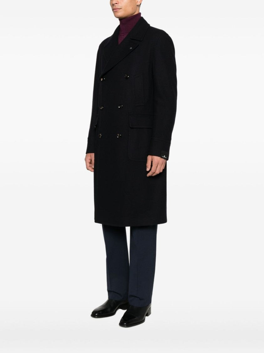 Tagliatore Tailored Blue Coat In Wool-Cashmere Blend