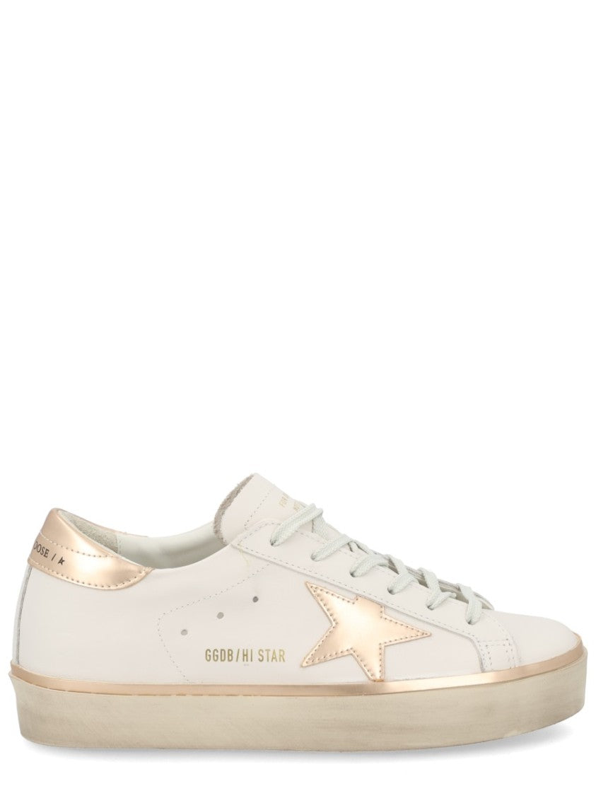 Golden Goose Hi Star Cow Leather Gold Sneakers