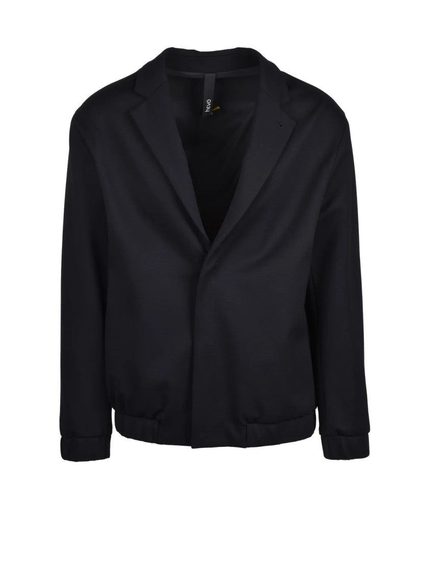 Hevo Black Calamarena Snap Closure Viscose-Blend Coat