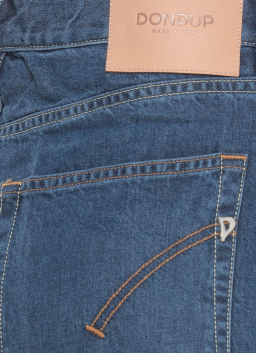 Dondup Blue Amber Leather Tab Denim Jeans