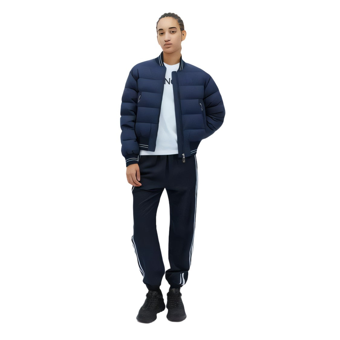 Moncler Quilted Moncler Down Jacket With Contrasting Stripes