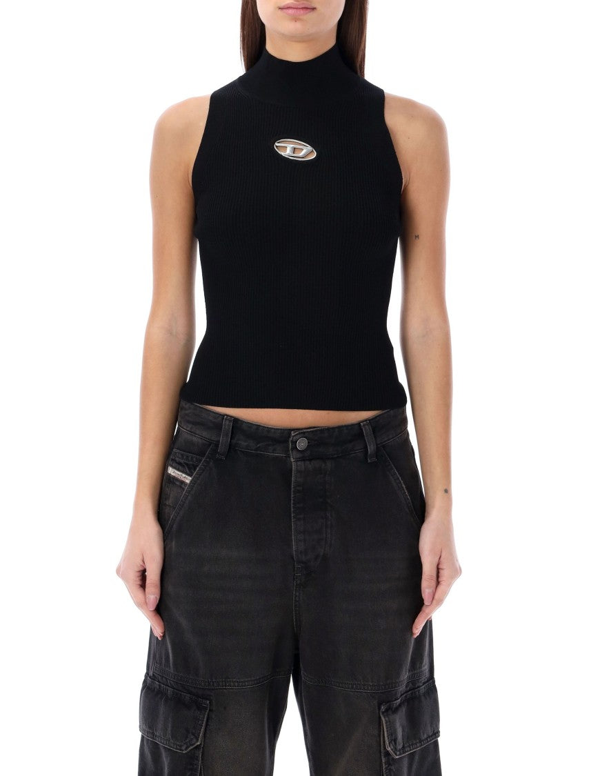 Diesel M-Onervax-Top Fitted Sleeveless Black Top