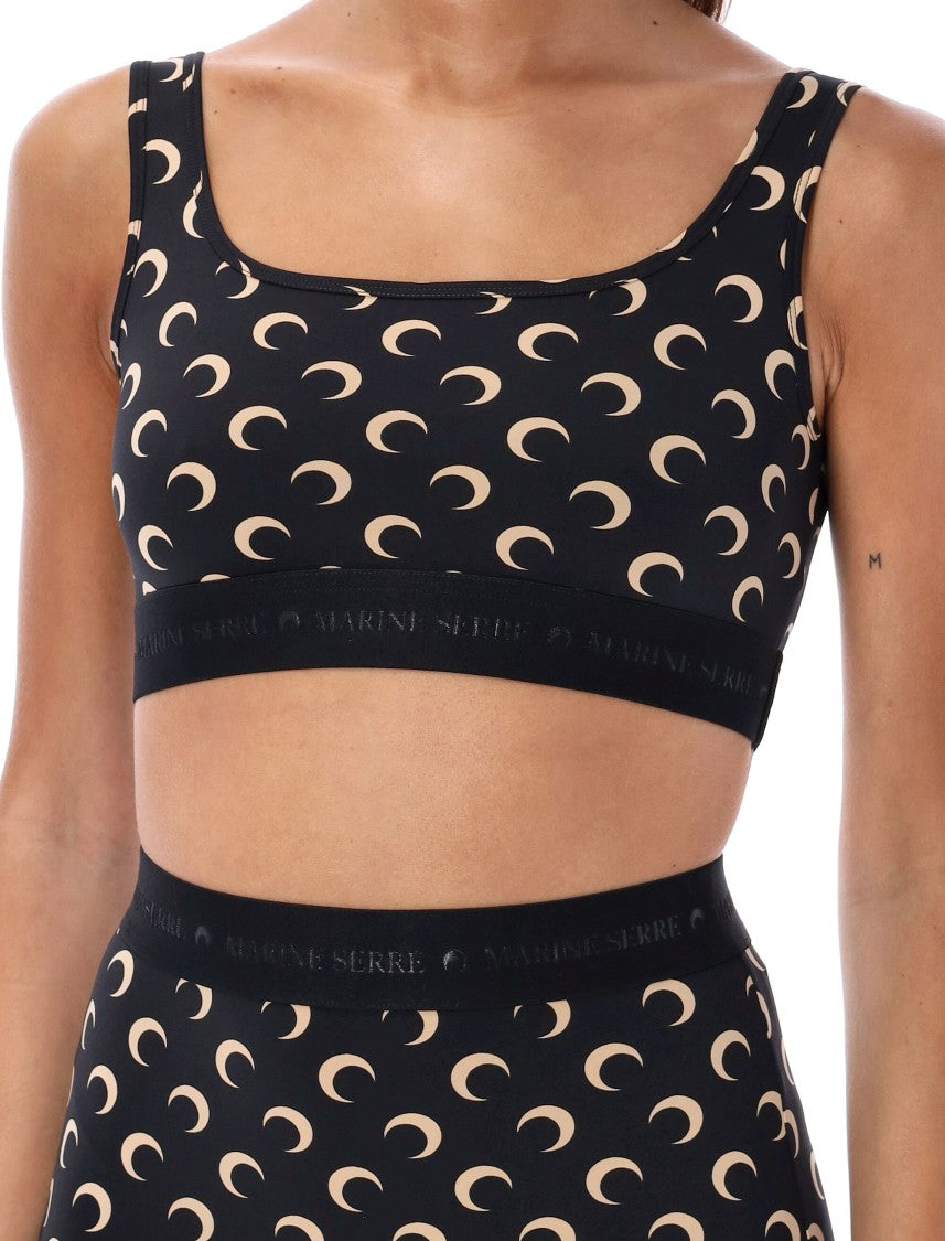 Marine Serre Crescent Moon Print Fitted Sports Bra