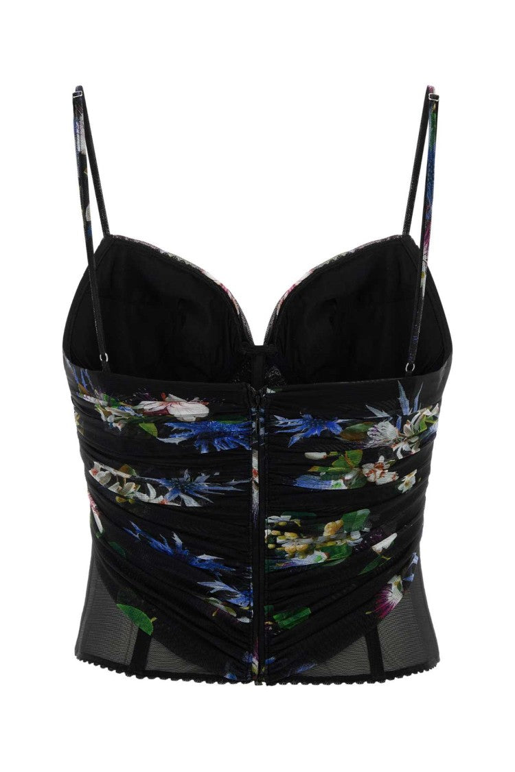 Blumarine Printed Stretch Tulle Top