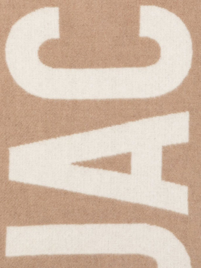 Jacquemus Rectangular Fringed Lettering Silk Nylon Scarf