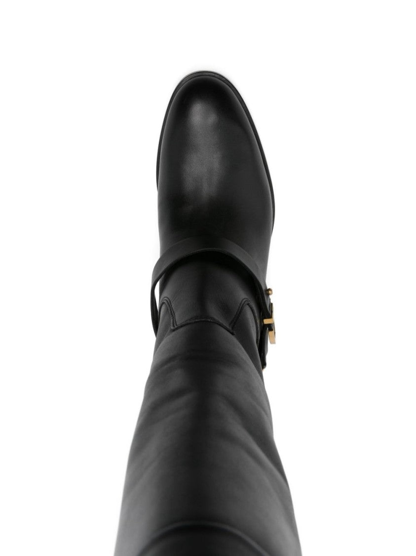 Golden Goose Knee-High Ankle Boots With Gold-Tone Buckle Detail