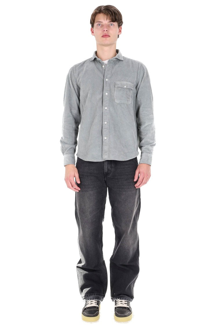 Finamore Corduroy Overshirt With Classic Collar And Buttoned Cuffs