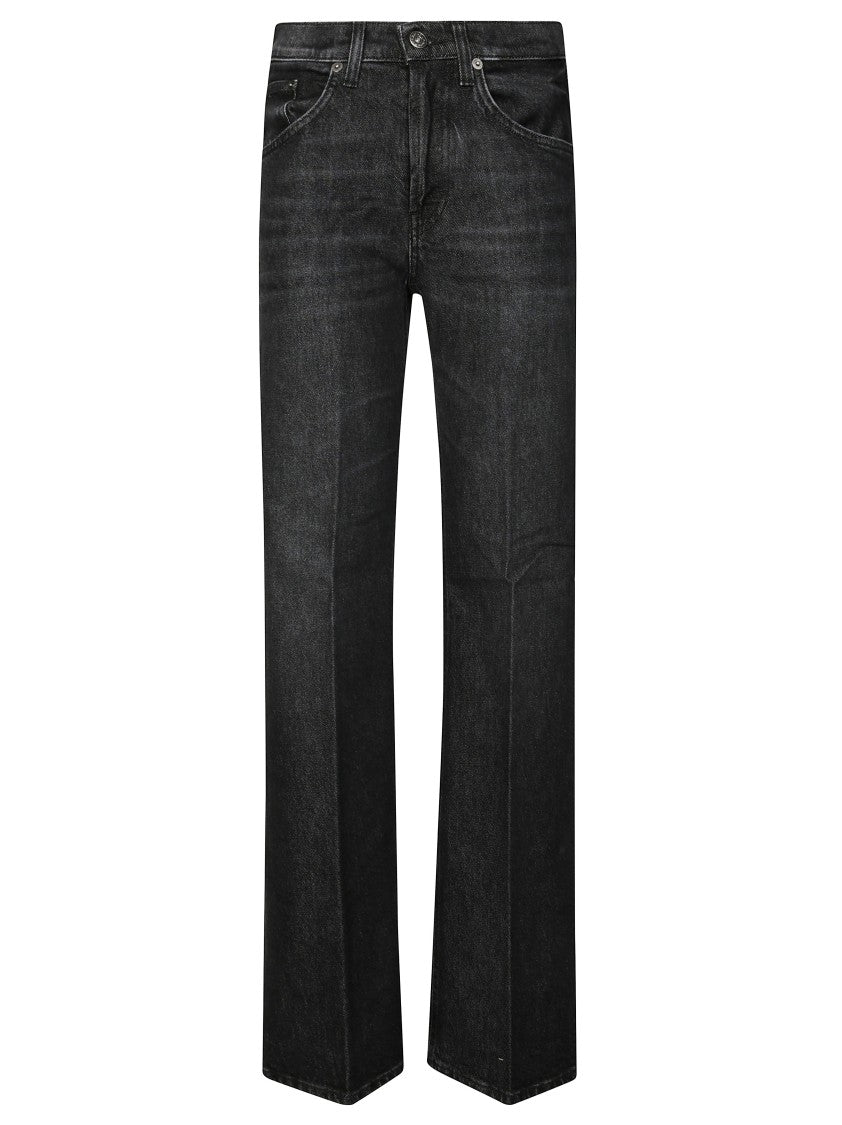 Dondup Tailored Straight Leg Pants With Mid-Rise Waist